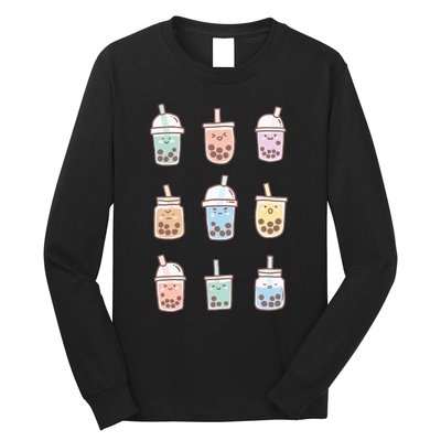 Cute Kawaii Boba Anime Bubble Tea Pastel Long Sleeve Shirt