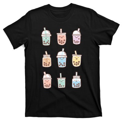 Cute Kawaii Boba Anime Bubble Tea Pastel T-Shirt