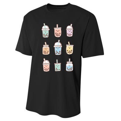 Cute Kawaii Boba Anime Bubble Tea Pastel Performance Sprint T-Shirt