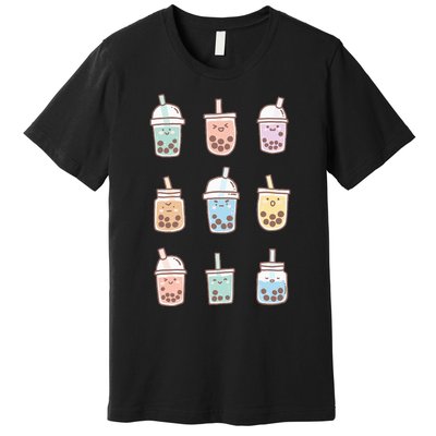 Cute Kawaii Boba Anime Bubble Tea Pastel Premium T-Shirt