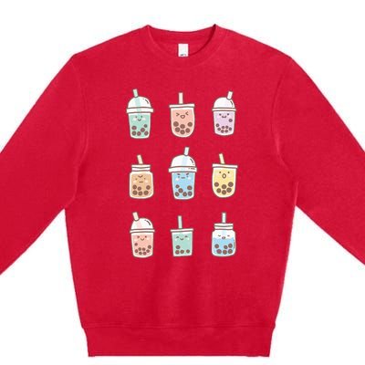 Cute Kawaii Boba Anime Bubble Tea Pastel Premium Crewneck Sweatshirt