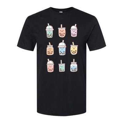 Cute Kawaii Boba Anime Bubble Tea Pastel Softstyle CVC T-Shirt