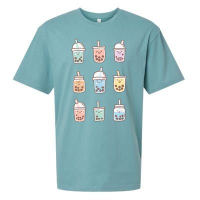 Cute Kawaii Boba Anime Bubble Tea Pastel Sueded Cloud Jersey T-Shirt