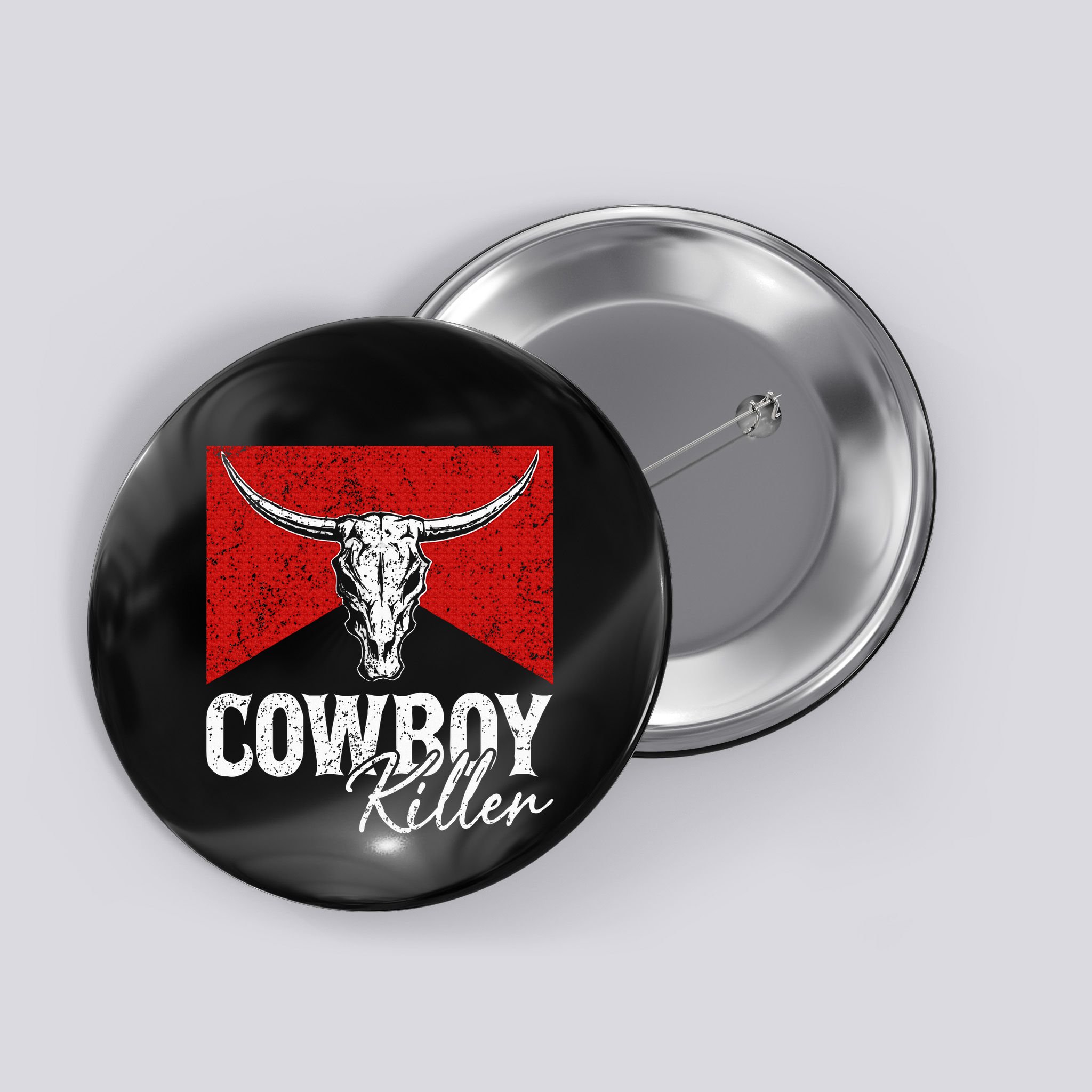Cowboy Killers Bull Skull Howdy Button