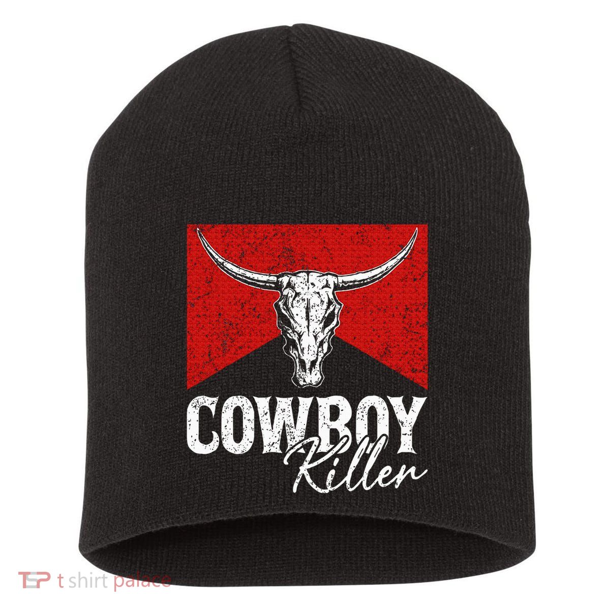 Cowboy Killers Bull Skull Howdy Short Acrylic Beanie