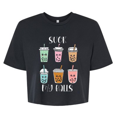 Cute Kawaii Bubble Boba Milk Tea Lover Tapioca Pearls Funny Bella+Canvas Jersey Crop Tee