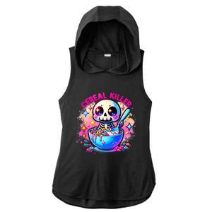 Cereal Killer Breakfast Cereal Bowl Cereals Skull Skeleton Halloween Costumes Ladies PosiCharge Tri-Blend Wicking Draft Hoodie Tank