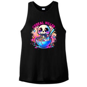 Cereal Killer Breakfast Cereal Bowl Cereals Skull Skeleton Halloween Costumes Ladies PosiCharge Tri-Blend Wicking Tank