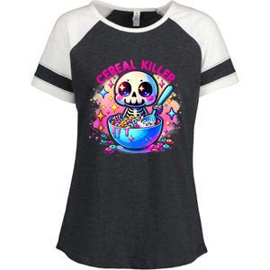 Cereal Killer Breakfast Cereal Bowl Cereals Skull Skeleton Halloween Costumes Enza Ladies Jersey Colorblock Tee