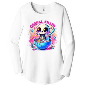 Cereal Killer Breakfast Cereal Bowl Cereals Skull Skeleton Halloween Costumes Women's Perfect Tri Tunic Long Sleeve Shirt