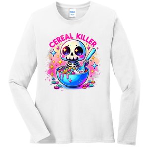 Cereal Killer Breakfast Cereal Bowl Cereals Skull Skeleton Halloween Costumes Ladies Long Sleeve Shirt