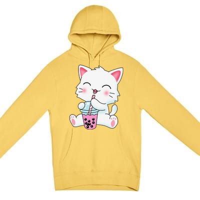 Cute Kawaii Bubble Tea Tshirt Boba Milk Tea Anime Cat Premium Pullover Hoodie