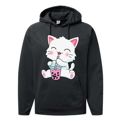 Cute Kawaii Bubble Tea Tshirt Boba Milk Tea Anime Cat Performance Fleece Hoodie