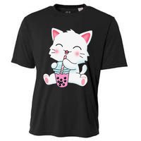 Cute Kawaii Bubble Tea Tshirt Boba Milk Tea Anime Cat Cooling Performance Crew T-Shirt