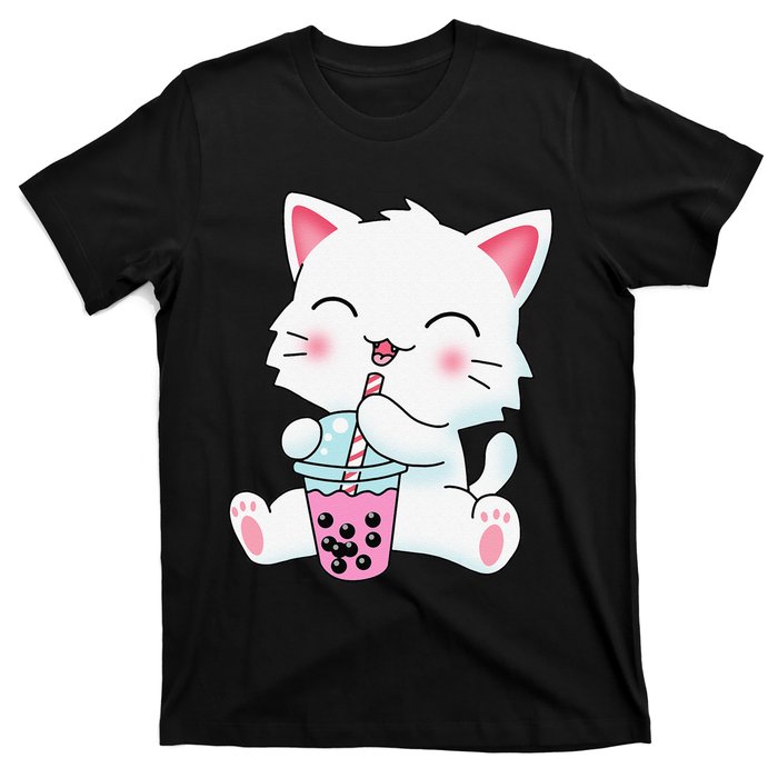 Cute Kawaii Bubble Tea Tshirt Boba Milk Tea Anime Cat T-Shirt