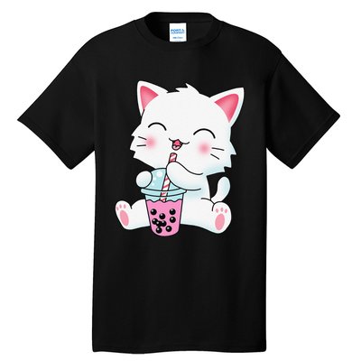 Cute Kawaii Bubble Tea Tshirt Boba Milk Tea Anime Cat Tall T-Shirt