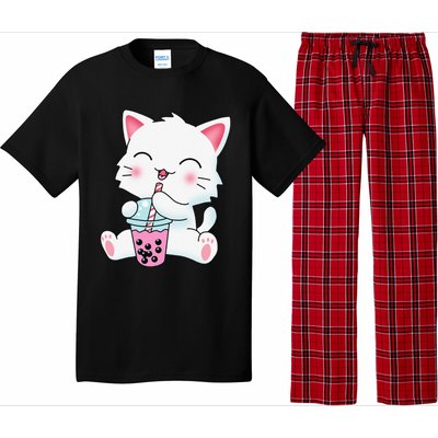 Cute Kawaii Bubble Tea Tshirt Boba Milk Tea Anime Cat Pajama Set