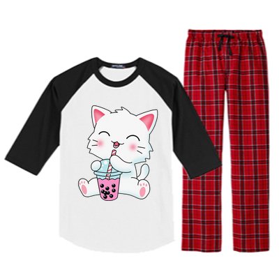 Cute Kawaii Bubble Tea Tshirt Boba Milk Tea Anime Cat Raglan Sleeve Pajama Set