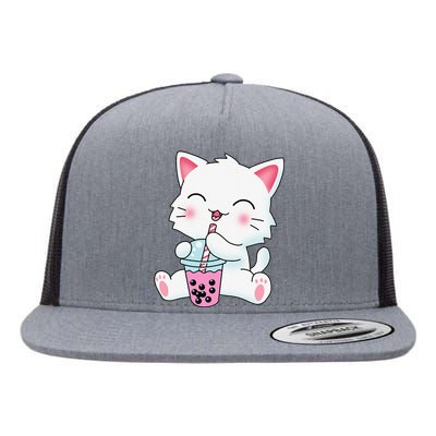 Cute Kawaii Bubble Tea Tshirt Boba Milk Tea Anime Cat Flat Bill Trucker Hat