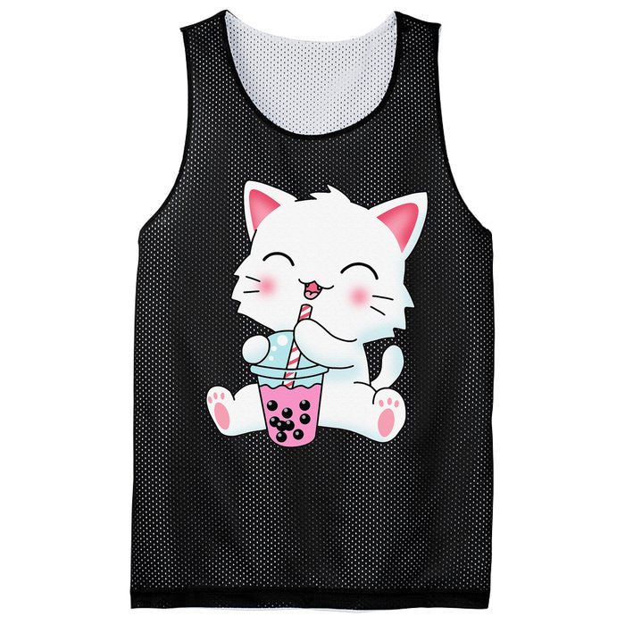 Cute Kawaii Bubble Tea Tshirt Boba Milk Tea Anime Cat Mesh Reversible Basketball Jersey Tank