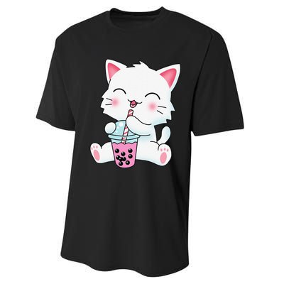 Cute Kawaii Bubble Tea Tshirt Boba Milk Tea Anime Cat Performance Sprint T-Shirt