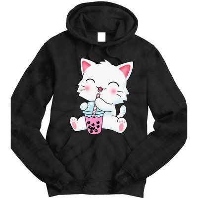 Cute Kawaii Bubble Tea Tshirt Boba Milk Tea Anime Cat Tie Dye Hoodie