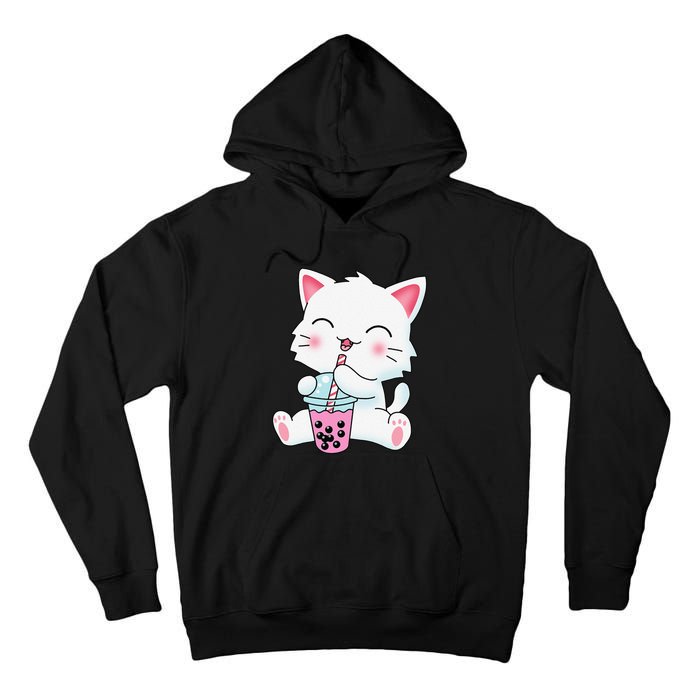 Cute Kawaii Bubble Tea Tshirt Boba Milk Tea Anime Cat Tall Hoodie