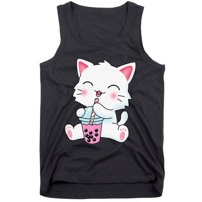 Cute Kawaii Bubble Tea Tshirt Boba Milk Tea Anime Cat Tank Top