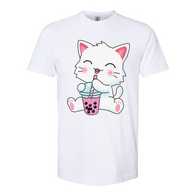 Cute Kawaii Bubble Tea Tshirt Boba Milk Tea Anime Cat Softstyle CVC T-Shirt