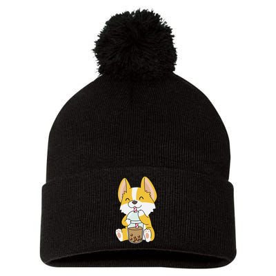 Cute Kawaii Bubble Tea Tshirt Boba Milk Tea Anime Corgi Pom Pom 12in Knit Beanie