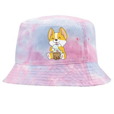 Cute Kawaii Bubble Tea Tshirt Boba Milk Tea Anime Corgi Tie-Dyed Bucket Hat