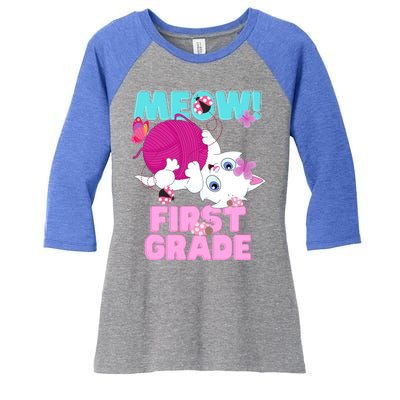 Cat Kitten Butterflies Lady Bags Meow First Grade 1St Grade Gift Women's Tri-Blend 3/4-Sleeve Raglan Shirt