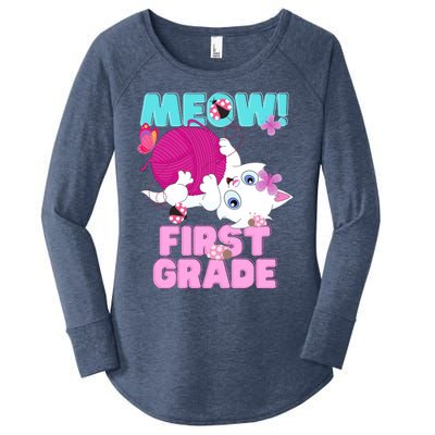 Cat Kitten Butterflies Lady Bags Meow First Grade 1St Grade Gift Women's Perfect Tri Tunic Long Sleeve Shirt