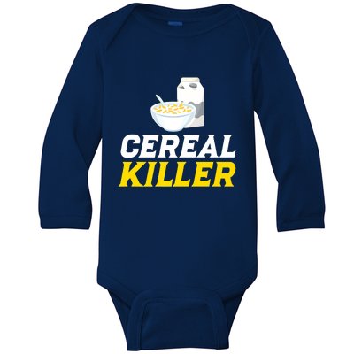 Cereal Killer Breakfast Lover Funny Baby Long Sleeve Bodysuit