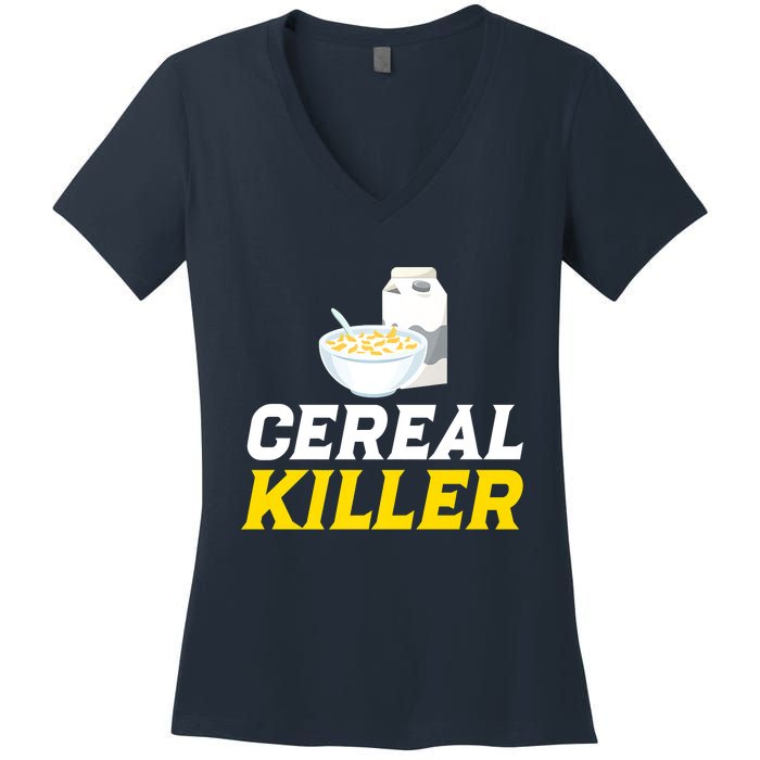 Cereal Killer Breakfast Lover Funny Women's V-Neck T-Shirt