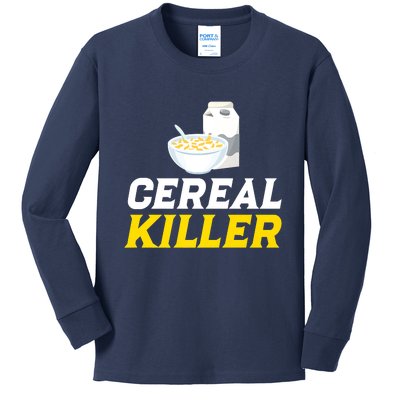 Cereal Killer Breakfast Lover Funny Kids Long Sleeve Shirt