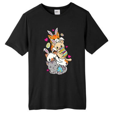 Cute Kawaii Cat Kitten Bunny Lover Easter Egg Hunting Tall Fusion ChromaSoft Performance T-Shirt