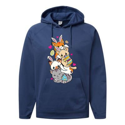 Cute Kawaii Cat Kitten Bunny Lover Easter Egg Hunting Performance Fleece Hoodie