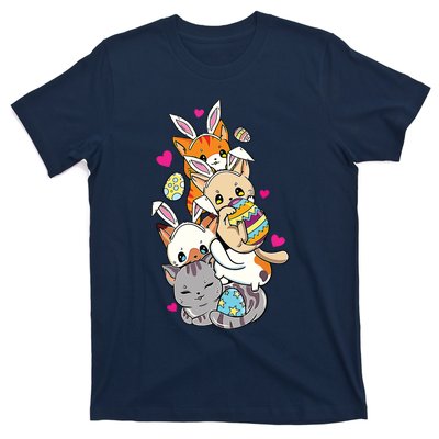 Cute Kawaii Cat Kitten Bunny Lover Easter Egg Hunting T-Shirt