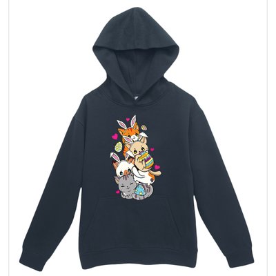 Cute Kawaii Cat Kitten Bunny Lover Easter Egg Hunting Urban Pullover Hoodie