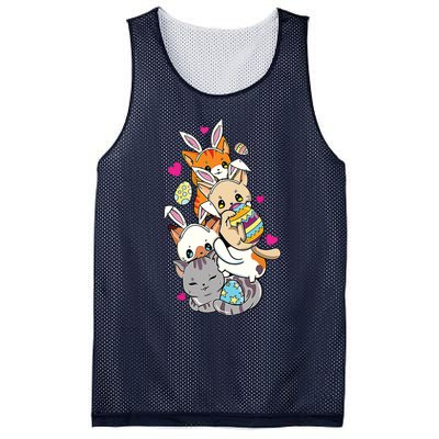 Cute Kawaii Cat Kitten Bunny Lover Easter Egg Hunting Mesh Reversible Basketball Jersey Tank