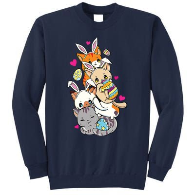 Cute Kawaii Cat Kitten Bunny Lover Easter Egg Hunting Tall Sweatshirt