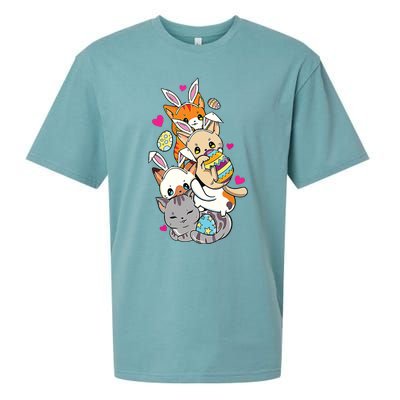 Cute Kawaii Cat Kitten Bunny Lover Easter Egg Hunting Sueded Cloud Jersey T-Shirt