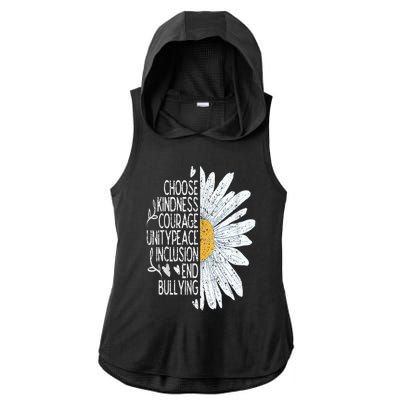 Choose Kindness Courage Sunflower Orange Anti Bullying Ladies PosiCharge Tri-Blend Wicking Draft Hoodie Tank