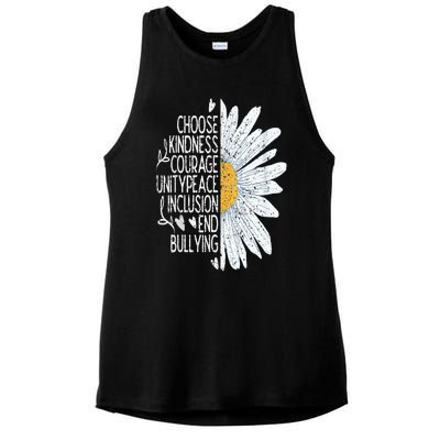 Choose Kindness Courage Sunflower Orange Anti Bullying Ladies PosiCharge Tri-Blend Wicking Tank