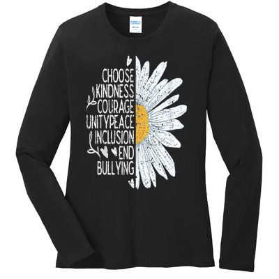 Choose Kindness Courage Sunflower Orange Anti Bullying Ladies Long Sleeve Shirt