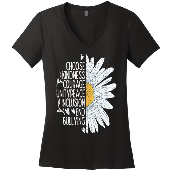 Choose Kindness Courage Sunflower Orange Anti Bullying Women's V-Neck T-Shirt