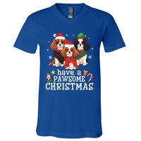 Cavalier King Charles Spaniel Dogs Have A Pawsome Christmas Gift V-Neck T-Shirt