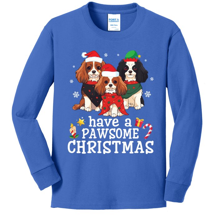 Cavalier King Charles Spaniel Dogs Have A Pawsome Christmas Gift Kids Long Sleeve Shirt