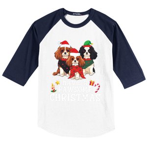 Cavalier King Charles Spaniel Dogs Have A Pawsome Christmas Gift Baseball Sleeve Shirt